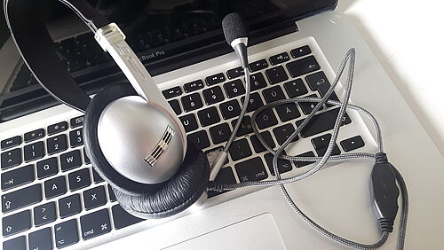 Headset on keyboard