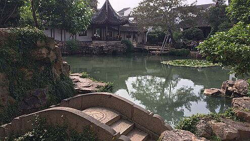 China Kompetenzzentrum, Hochschule Ansbach, chinesischer Garten, Tempel, Teich, Wasser, Sehenswürdigkeit, Kultur